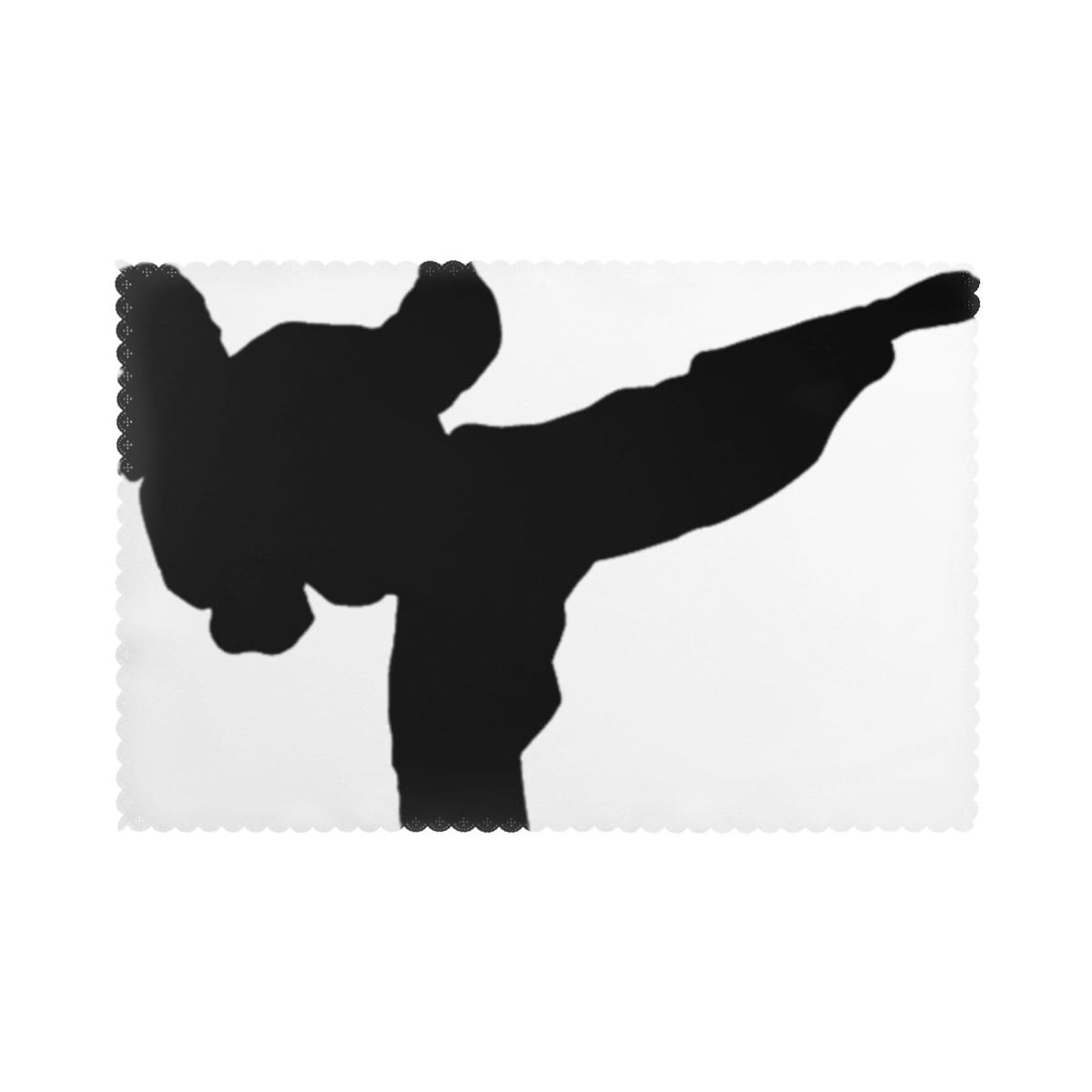 Karate Print Placemats Set Of 6, 12x18 Inch Polyester Washable Heat Resistant Kitchen Dining Table Mats
