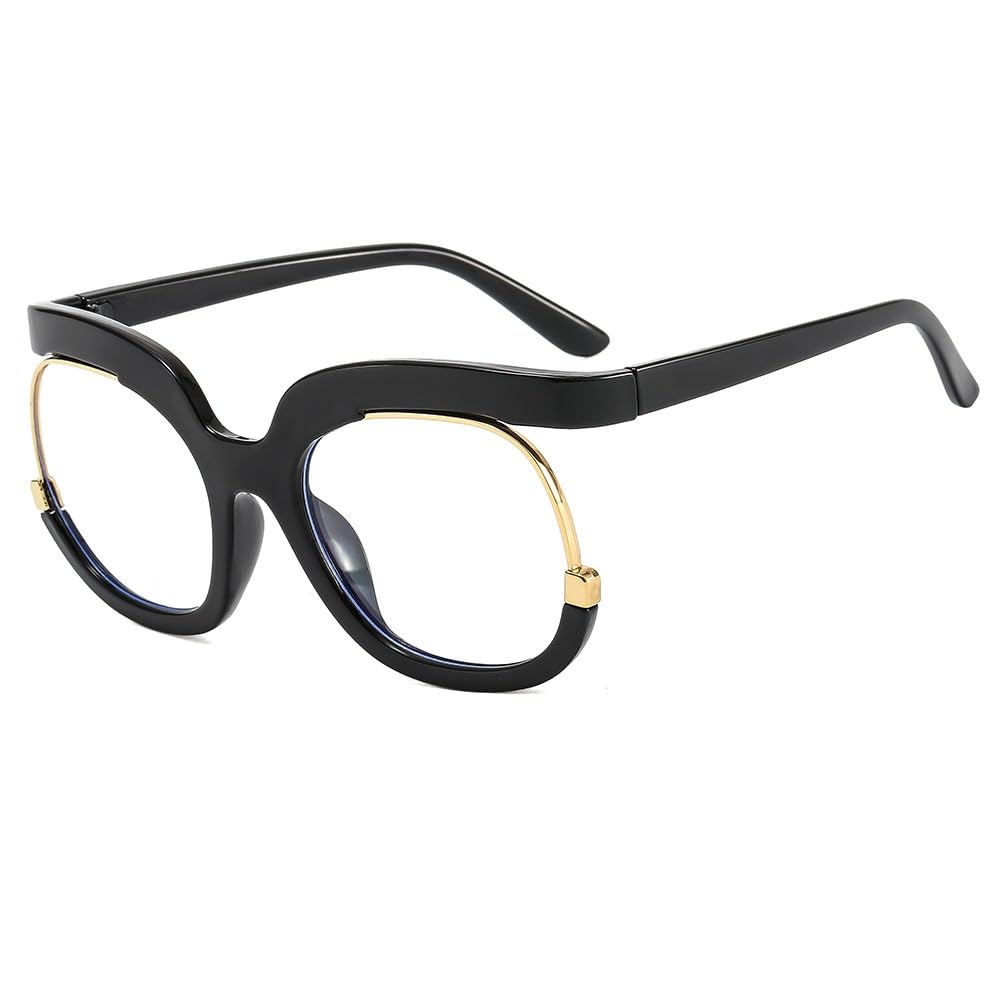 NOVESIXTDAT Blue Light Blocking Round Computer Readers Anti Eyestrain Eyeglasses Reading Glasses Oversized Flat Light Mirror (Color : Black, Size : +0.00)