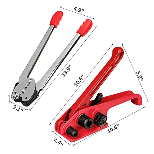 Palmarosa WJ-02-6505-AD Pallet Packaging Strapping Banding Kit - Tensioner Cutter Sealer Tools, Poly Strapping With 100Pc Open Seals And 100Pcs Corner Protector, Heavy Duty Pp Plastic Strapping Kit thumb #2