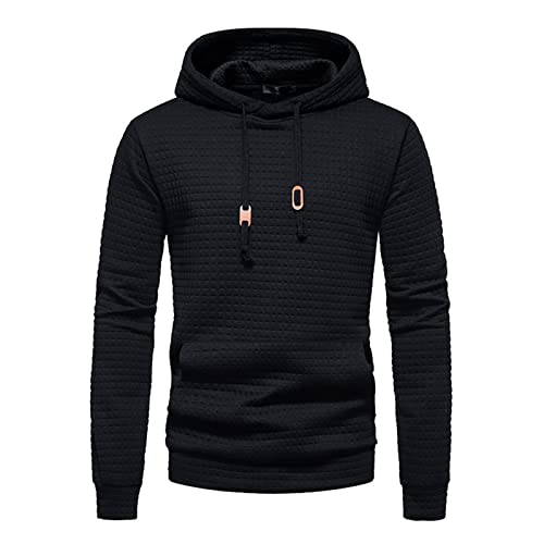 Mens Fashion Casual Hoodies Sweatshirt - Long Sleeve Hooded Sweaters Pullover Winter Clothes for Men Black