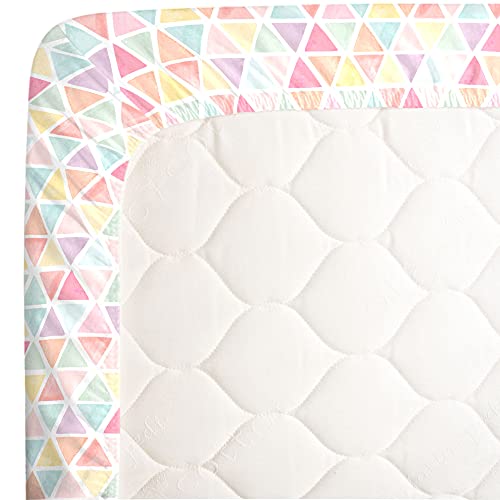 Nojo Watercolor Rainbow Mosaic Pink, Lavender, Aqua And Yellow Super Soft Fitted Crib Sheet #TOP3