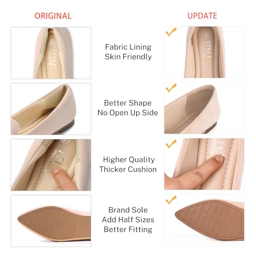 Image of MUSSHOE Black Flats for Women Pointed Toe-Comfortable Business Casual Work Shoes, Dressy Suede Slip On with Memory Foam for Office, Teacher & Standing All Day