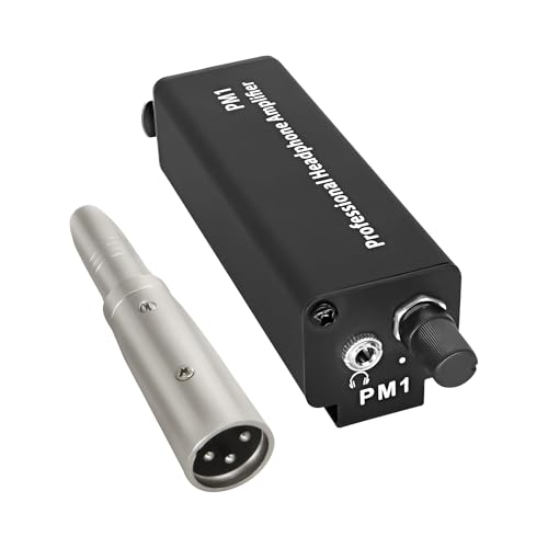 XMSJSIY Amplificateur de moniteur pour casque stéréo avec XLR / entrée 6,35 mm / sortie 3,5 mm Convertisseur portable / contrôle du volume audio pour clavier, batteur, guitare