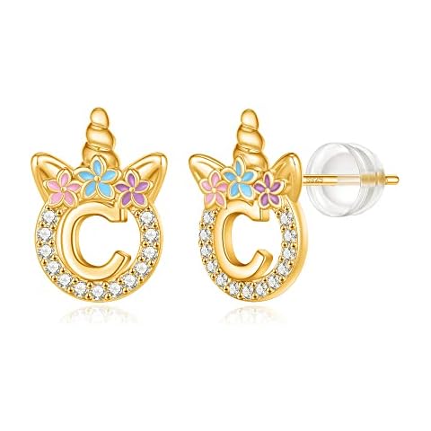 Kids Jewelry for Girls Earrings - Sterling Silver Earrings for Girls Trendy Stuff | Kids Jewelry for Girls Toddler Little Girls Jewelry Hypoallergenic Earrings for Girls Teen Girls Unicorn Gifts Cover