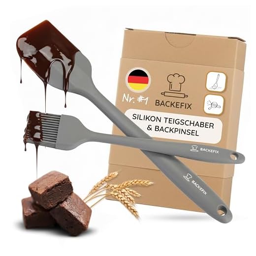 Backefix Silikon Teigschaber & Backpinsel hochwertige Backutensilien - Teigspachtel 28cm & Küchenpinsel 22cm mit Edelstahlkern