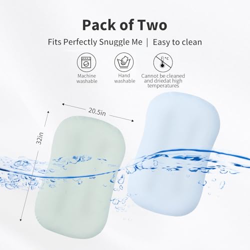 Image of Pucmaoci Organic Waterproof Baby Lounger Covers 2 Pack| GOTS Certified 100% Cotton| Removable Cover with Waterproof Liner | Machine Washable and Dry (Cover only)（Blue & Green)