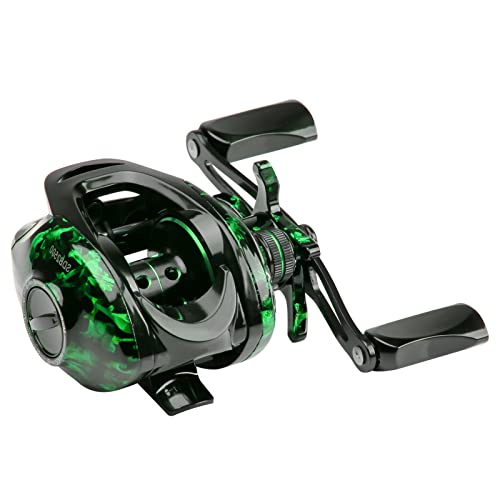 HAUT TON Baitcasting Fishing Reels,Snow Demon Beginner's Edition,Baitcaster Reel,17.64 Lbs Max Drag,7.2:1 Gear Ratio 4+1BB,Carbon Fiber Frame GR,Right