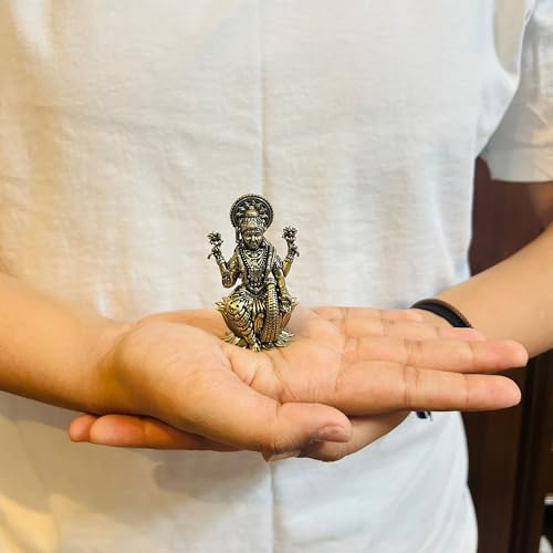 Image of INDICAST Handcrafted Brass Goddess Laxmi Statue for Home Temple | 2.5 inch Maa Lakshmi Figurine Idol Murti Sacred Symbol of Wealth | Perfect for Rituals & Gifting (Weight- 70gm)