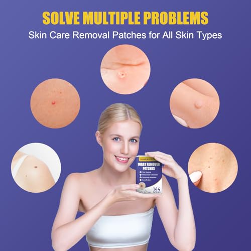 wabriny maximum strength wart remover patches fast amp easy operate hydrocolloid waterproof invisible sticker skin care removal patches for all skin types 144pcs-g3