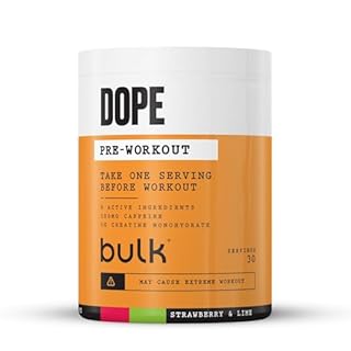 Bulk Polvere Pre-Workout Dope | Strawberry Lime | 3g Creatine per Serving | 200mg Caffeine | Citrulline Malate & Arginine AKG | Beta-Alanine | Energy, Focus & Performance | 510g Supplement