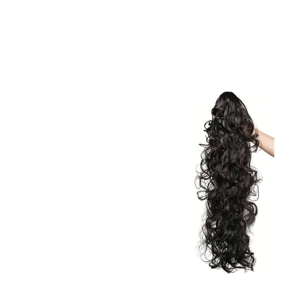 Kucyka Ponytail Extension, 30 Inch Claw Clip in Long Wavy Curly Fluffy Multi Layered Synthetic Hair Piece Fryzura(1B)