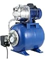 1.6HP Stainless Steel Shallow Well Pump with Pressure Tank - Up to 1320 GPH, 115V, 164FT, Automatic Water Booster Jet Pump for Home, Farm, Garden, Yard (Blue)