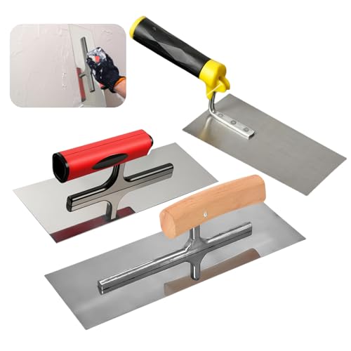 Meyagot 3pcs Llana Dentada, Paleta Alisadora, Llana De Acero Inoxidable Llana Plana Espátula De Yeso Paleta De Estuco Espátula De Alisar Con Agarre Suave Llana, Para Alisar Para Yeso