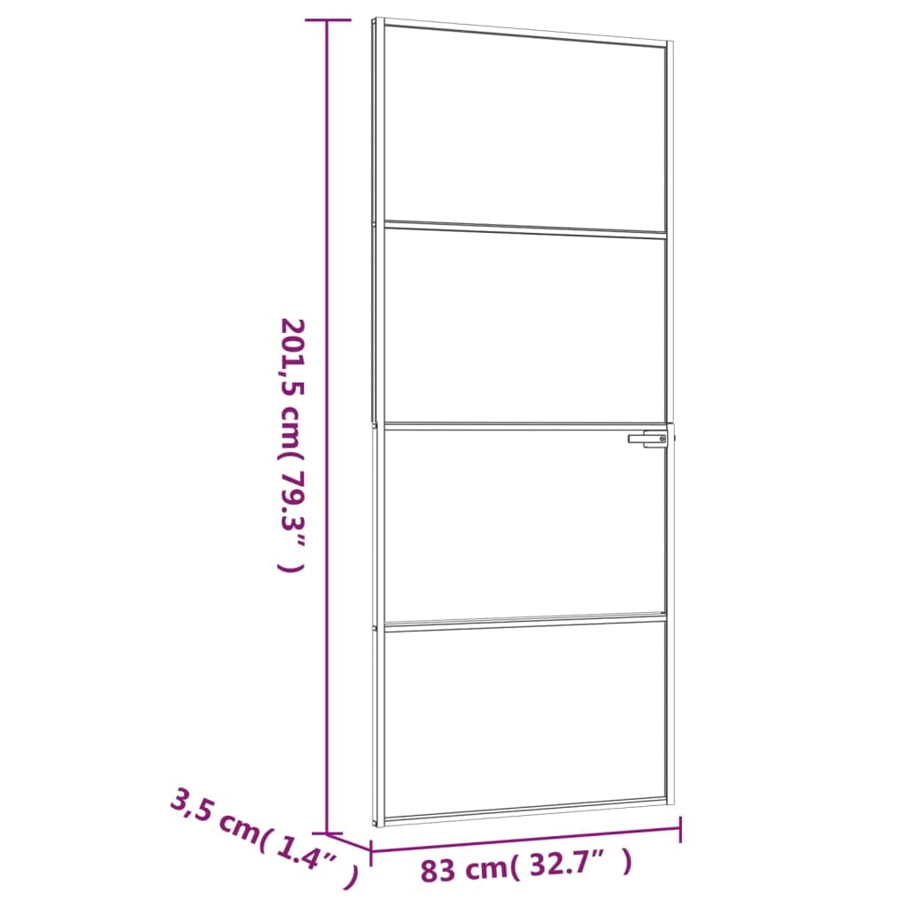 Drzwi wewnętrzne czarne 83 x 201,5 cm szkło hartowane i aluminiumSprzęt Materiały budowlane Drzwi Drzwi domowe