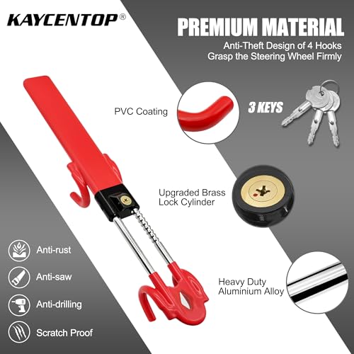 image for KAYCENTOP Steering Wheel Lock Anti-Theft Device Adjustable Car Steerin