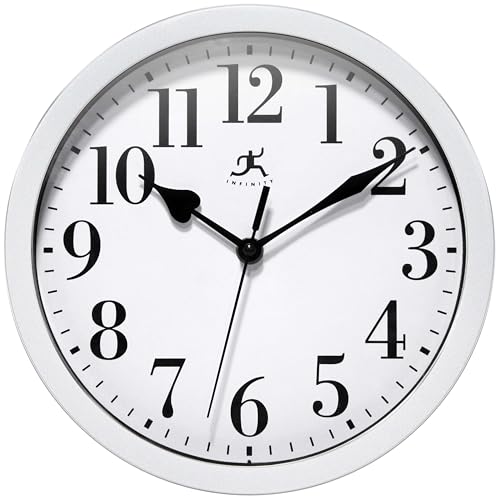 Infinity Instruments LTD. Plastic Wall Clock, Silver, 9-5/8