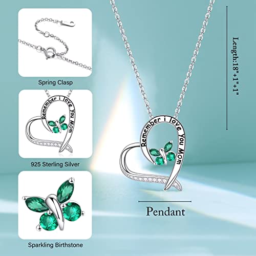 Iefup Mothers Day Necklace Gifts For Mom, Sterling Silver May Birthstone Jewelry Emerald Necklace Valentines Birthday Great Mothers Day Birthstone Necklaces Gifts For Mom Step New Bonus Mom From Daughters #TOP4