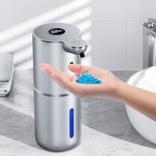Seifenspender Automatisch mit digitaler Anzeige, Wandmontage, Berührungslos | 380ml, 6-Stufig Einstellbar, 3 Monate Akkulaufzeit, USB Wiederaufladbar, IPX5 Flüssigseifenspender für