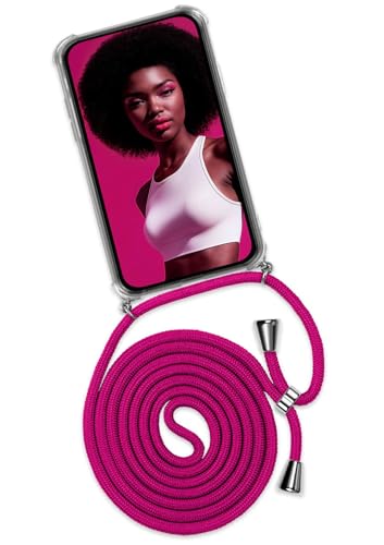 Coque cordon Samsung A40 antichoc chaîne téléphone portable rose