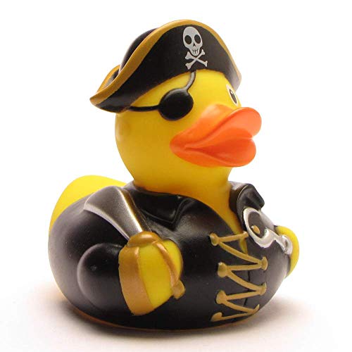 Duckshop I Badeente Piraten Kapitän mit Hakenhand I Quietscheente I L: 9 cm I Quietscheentchen I Geschenk für Abenteurer I Präsent Sammler