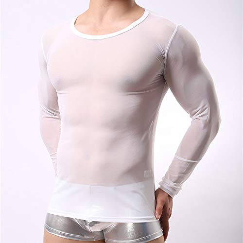 Mendove Men's Sexy Mesh See Through Long Sleeve Top Undershirt Nightwear2