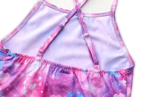 Image of iLover Girls Sparkle One Piece Swimsuits Crossback Swimwear Beach Bathing Suit with Adjustable Strap 4-10 Years