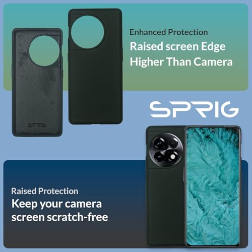 Image of SPRIG Compatible with OnePlus 11R 5G Premium SilkTone Back Cover Drop Tested Shock Proof Mobile Case for Men, Women, Boys and Girls with Camera Protection (Dark Green)