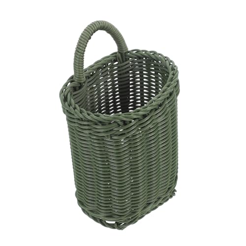 ROMISBABA Wandkorb aus Handgeflochtenem Rattan Vintage Grüner Gemüse...
