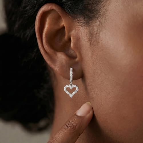 Boucles d'oreilles créoles cœur argent 925 et oxyde de zirconium étincelant