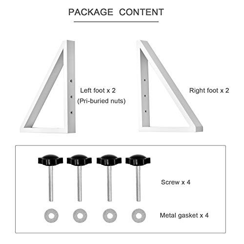 Welland Triangle Support Feet Set Of 2 For 360 Degree Configurable Gate Collection, Solid Pine Wood, Easy To Install, 2 Pairs Of Safety Fence Feet For Freestanding Pet Gates, White (Only Feet) #TOP6