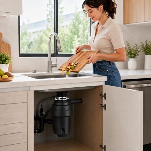 Badger 5 Garbage Disposal – 1/2 HP Continuous Feed Food Waste Disposer, Black, Includes Air Switch & Accessories, Easy Install, Kitchen Trash Compactor by SierraSquad - Image 2