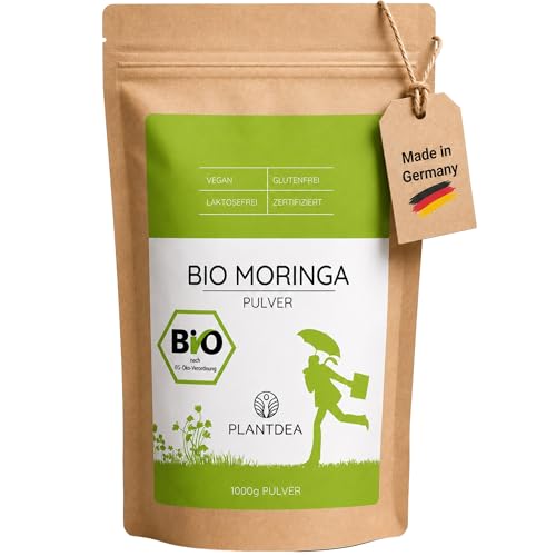 PlantDEA I Bio Moringa Pulver (1000g) I 100% Bio-Moringapulver I Reich an Vitaminen Mineralstoffen & Antioxidantien I ideal als pflanzliche Proteinquelle