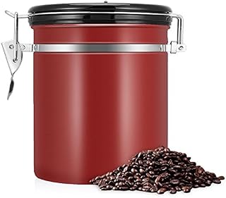 1.5L Coffee Container Airtight Stainless Steel Coffee Bean Container Food Storage Canister Preserves Food Freshness Perfect for Coffee Beans, Grounds, Tea & Dry Goods with Built-in Calendar(Wine Red)