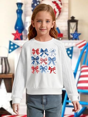 Image of CAZYCHILD Girls 4th of July Shirt Boys USA Tshirt Kids American Flag Sweatshirt Patriotic Pullover Tee Tops