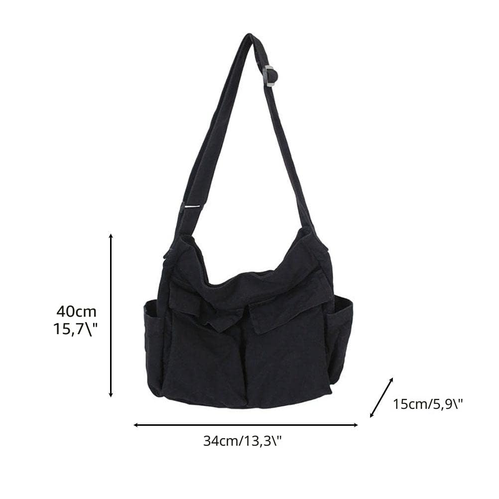 Bolso bandolera de lona, bolso cruzado de gran capacidad con múltiples bolsillos, bolsas casuales de hombro, bolsa de viaje, bolsa de mezclilla cruzada de mezclilla para mujeres y hombres
