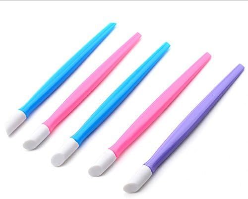 AHIER 10pcs Rubber Nail Cuticle Pusher Tipped Plastic Handle Nail Art Tool Nail Acrylic Cuticle Pusher Cleaner(Random Color)