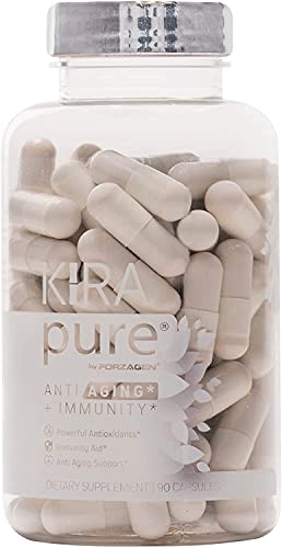 KIRA Pure by FORZAGEN Anti Aging + Immunity 90 Capsules | Powerful Antioxidants | Immunity Support | Anti Aging Support | Vitamins C,D| Zinc | Turmeric | Ginger| Green tea | Elderberry | L-glutathione