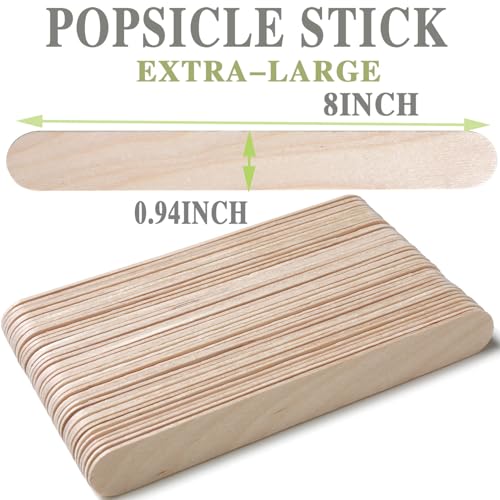 image for 8'' Jumbo Craft Sticks, Borogo 56pcs Extra Large Natural Premium Wood,