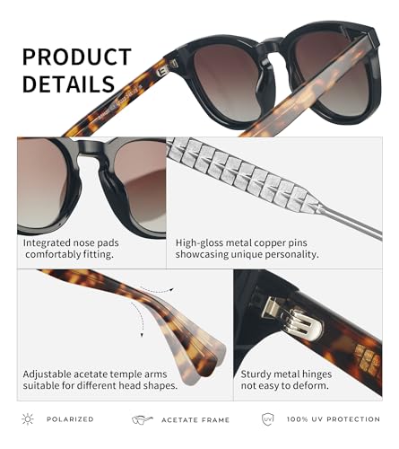 Round Polarized Sunglasses Men Womens UV400 Protection Acetate Retro Classic Driving Sun Glasses4