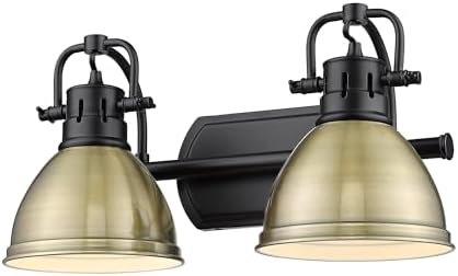 Golden Lighting Duncan 2-Light Metal Bath Vanity in Matte Black/Aged Brass