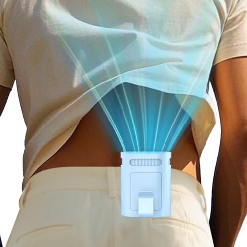 Image of Belt Fan Clip on Waist Portable Cooling Fan-Tiny Person Waistband Necklace Fan,Recargable Under T Shirt Body Fans,Individual Menopause Neckband Lanyard Cooler Ac Blue