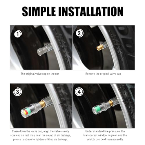 Yourkar YOURKAR-2553TP 4 Pcs Tire Pressure Monitor Valve Stem Caps thumb #5