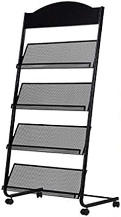 Floor-Standing Magazine Rack Information Rack Storage Rack Newspaper Rack Display Rack Manual Book Rack Single Page Simple Iron (Black)