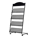 GENMO Floor-Standing Magazine Rack - Display & Store Newspapers, Magazines & Books - Simple Iron (Black)