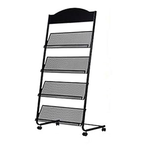 GENMO Floor-Standing Magazine Rack – Display & Store Newspapers, Magazines & Books – Simple Iron (Black)