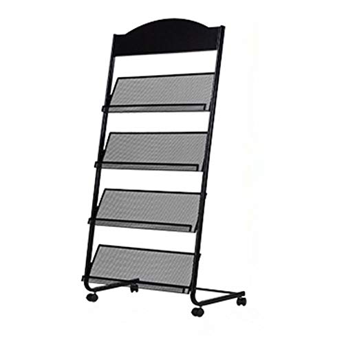 GENMO Floor-Standing Magazine Rack – Display & Store Newspapers, Magazines & Books – Simple Iron (Black)