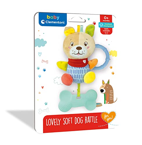 Clementoni - Hochet Chien - Lovely Soft Dog Rattle - Peluche Educative - Développement Multisensoriel - Tissu Doux - Facile à Accrocher - pour Enfants Dès 0 Mois – Image 3