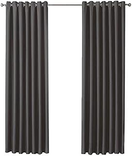 Olivia Rocco Blackout Eyelet Curtains Black Out Thermal Ring Top Curtain Pair Window Treatment Living Room Bedroom, 46" (Width) x 54" (Drop) Charcoal