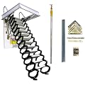 TECHTONGDA Attic Ladder 13 Steps Attic Stairs Pull Down Attic Loft Stair Telescoping Attic Access Ladder Ceiling Mounted Folding Ladder Attic Steps, 31.5 x 35.4 Inch, 10.5 ft Height, 660lb Capacity