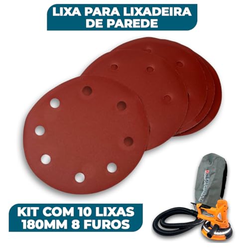 Lixas 180mm P/Lixadeira Parede Teto Madeira Raspas Mlp710 Mlp800h Menegotti Efeito Aderente Fixação